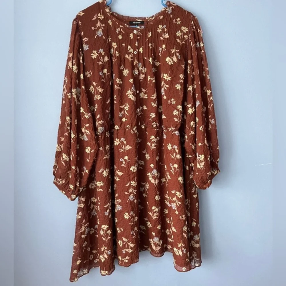 Madewell Norma Rae Floral Print Long‎ Sleeve Dress 4X